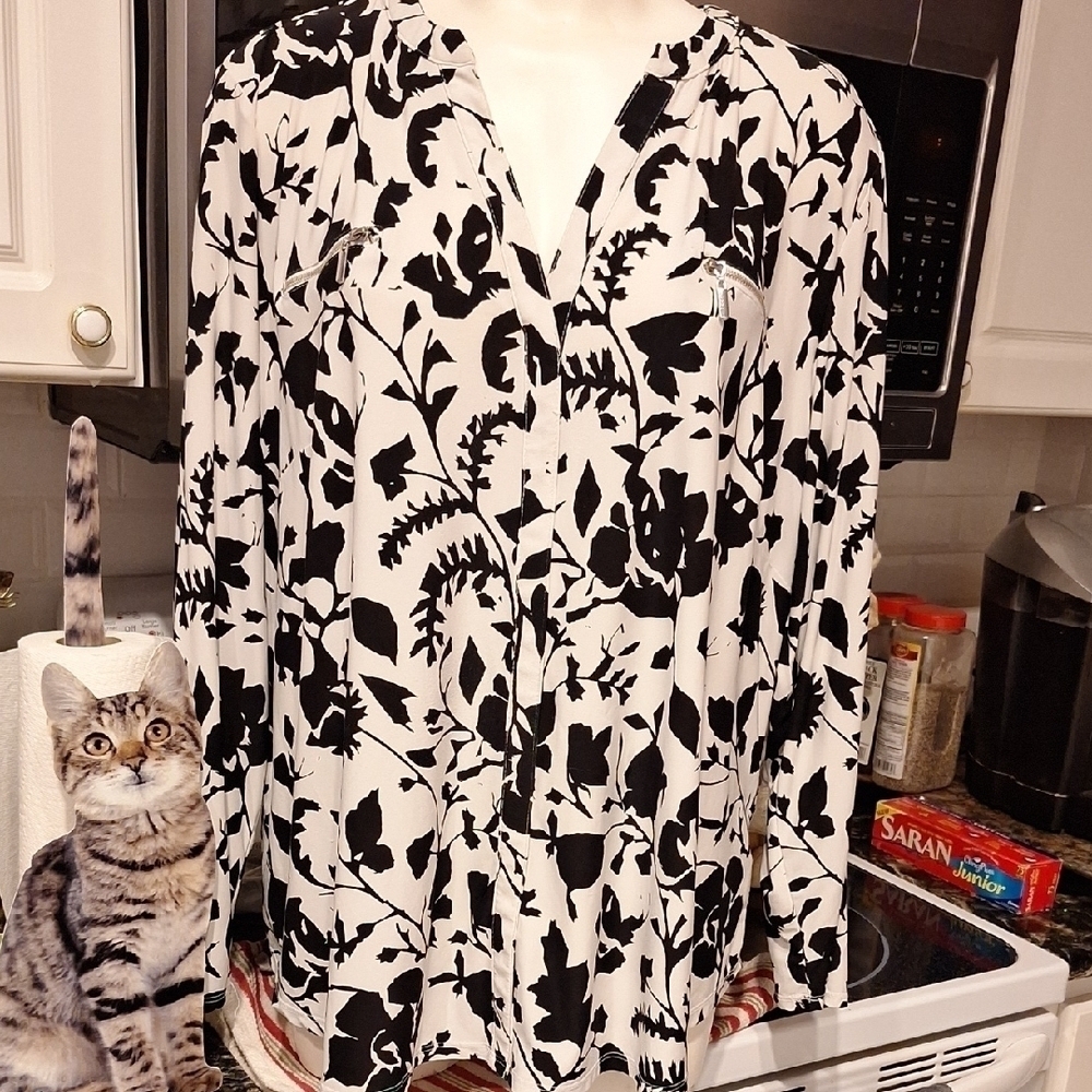 e I-N-C Stretch Pullover Long Sleeve Top 2X